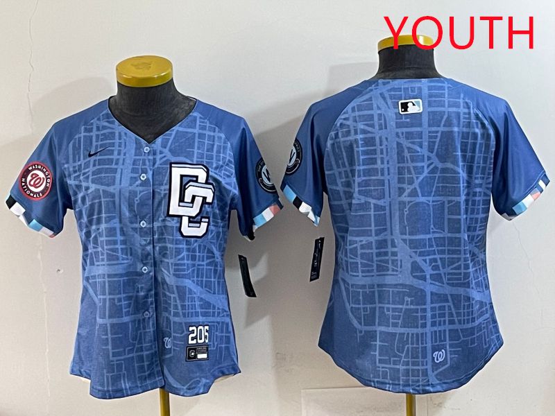 Youth Washington Nationals Blank Blue Joint Name 2025 Nike MLB Jersey style 2